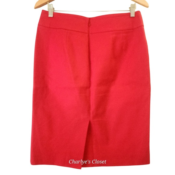 Ann Taylor Polished Cotton Red Pencil Skirt 6 Professional Career Preppy Classic - Picture 2 of 6